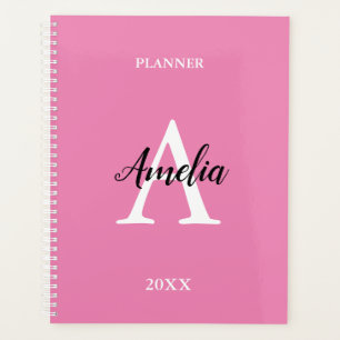 Pink Monogram Script Inspiration Planner Planer