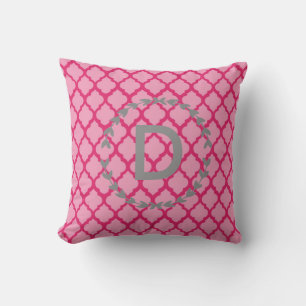 Pink Monogram Throw Kissen