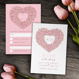 Pink Monogram Tulpe Blume UAWG Hochzeit RSVP Karte