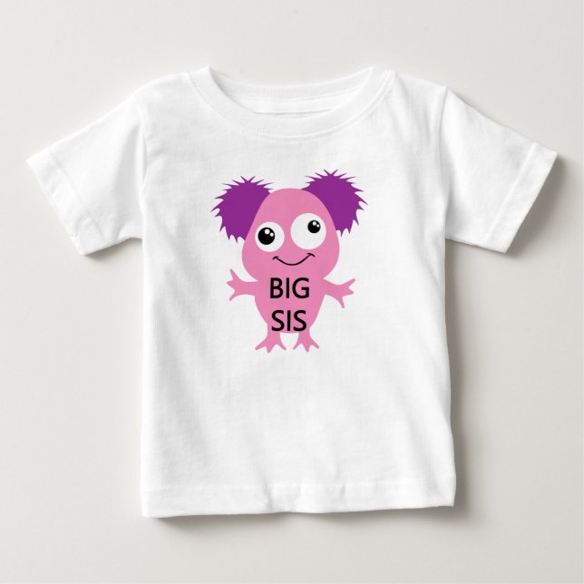 Pink Monster Big Sister Baby T-shirt (Vorderseite)