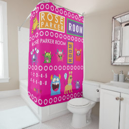 Pink Monster Kids' Rooms Child Name antistress Duschvorhang