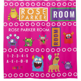 Pink Monster Kids' Rooms Child Name antistress Duschvorhang