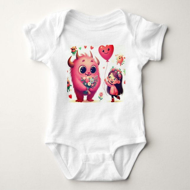 Pink Monster Kleinkind Baby Strampler (Vorderseite)
