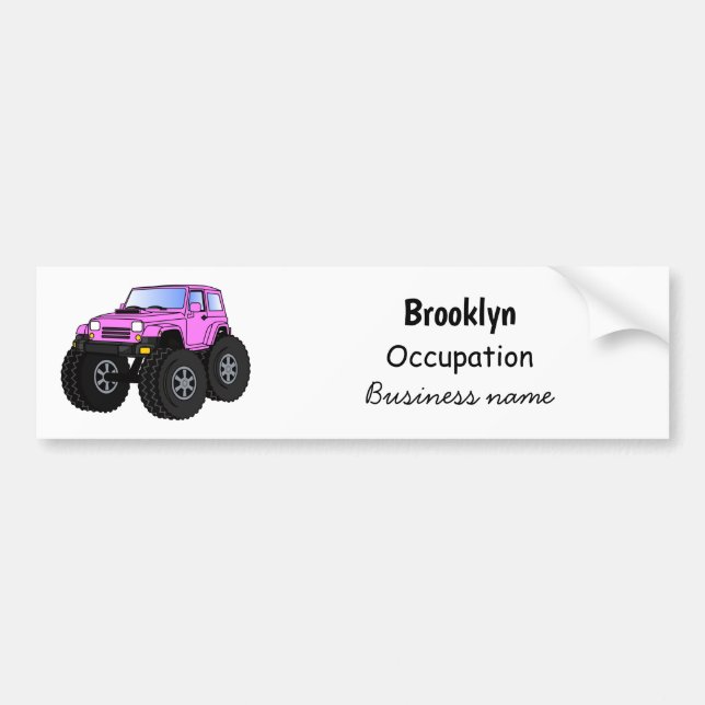 Pink Monster LKW Cartoon Illustration Autoaufkleber (Vorne)