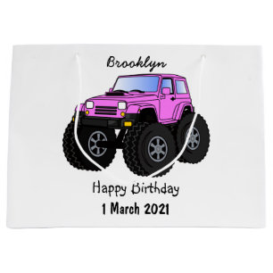 Pink Monster LKW Cartoon Illustration Große Geschenktüte