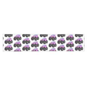 Pink Monster LKW Cartoon Illustration Kurzer Tischläufer