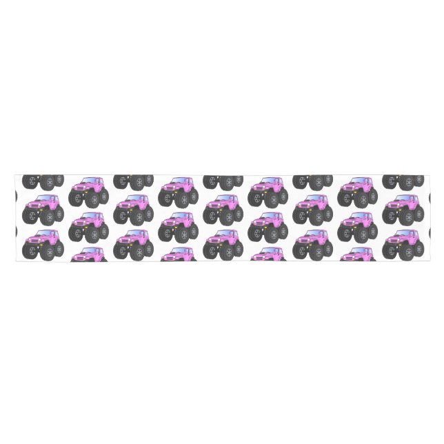 Pink Monster LKW Cartoon Illustration Kurzer Tischläufer (Horizontal)