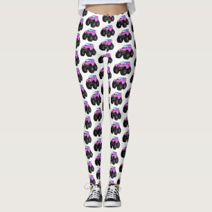 Pink Monster LKW Cartoon Illustration Leggings