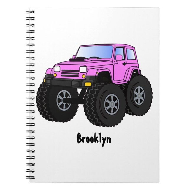 Pink Monster LKW Cartoon Illustration Notizblock (Vorderseite)