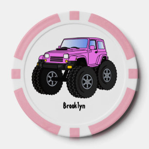 Pink Monster LKW Cartoon Illustration Pokerchips