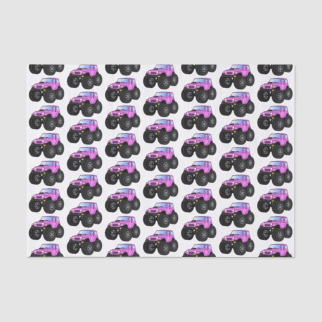 Pink Monster LKW Cartoon Illustration Seidenpapier (Vorderseite)