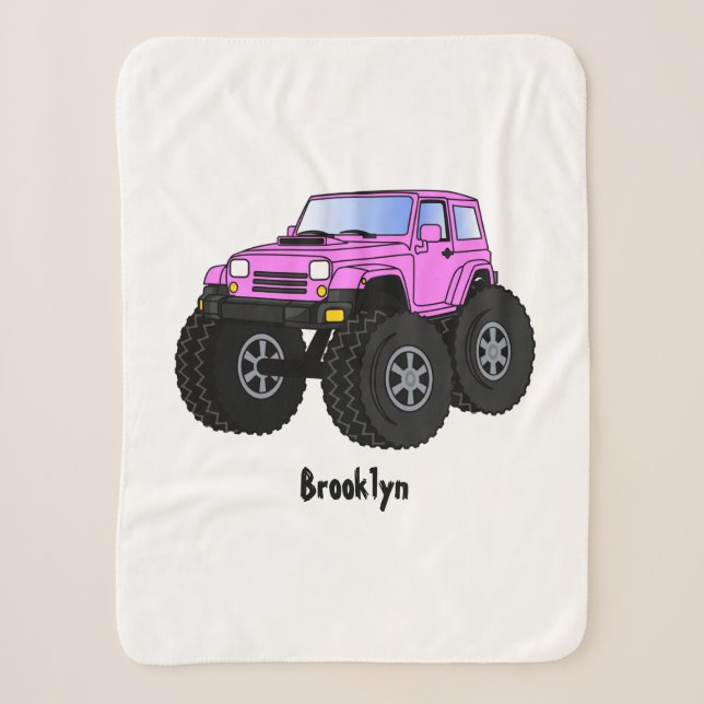 Pink Monster LKW Cartoon Illustration Sherpadecke (Vorderseite)