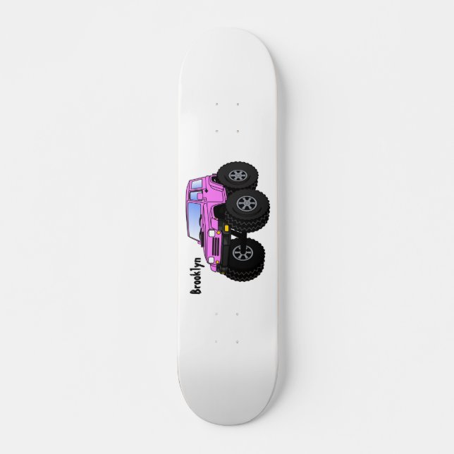 Pink Monster LKW Cartoon Illustration Skateboard (Vorne)