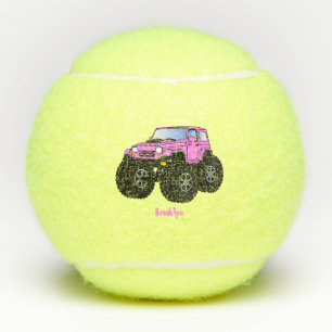 Pink Monster LKW Cartoon Illustration Tennisbälle