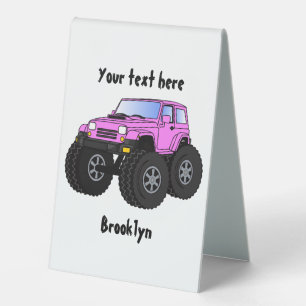Pink Monster LKW Cartoon Illustration Tischaufsteller