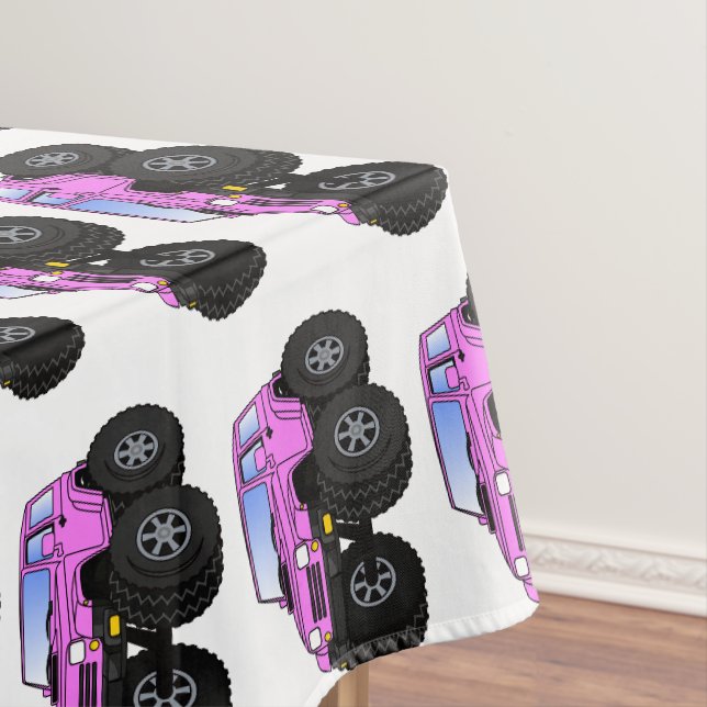 Pink Monster LKW Cartoon Illustration Tischdecke (Beispiel)