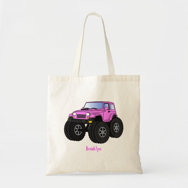 Pink Monster LKW Cartoon Illustration Tragetasche (Vorne)