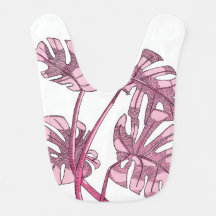 Pink Monstera Baby Bib