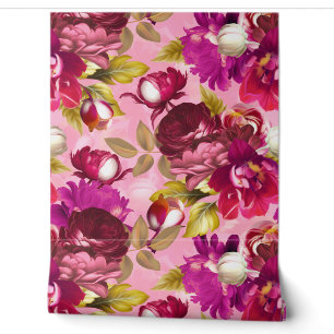 Pink Moody Florals Maximalist Blumengarten Tapete