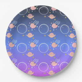 Pink Moon Asteroid Sun Galaxy Geburtstag Pappteller