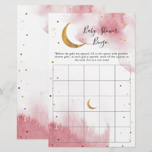 Pink Moon Baby Dusche Bingo Spiel