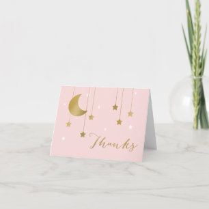 Pink Moon et les étoiles Merci Carte de note
