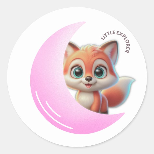 Pink Moon Fox Sticker (Vorderseite)