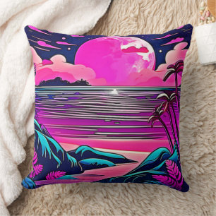 Pink Moon Neon Strandbild Kissen