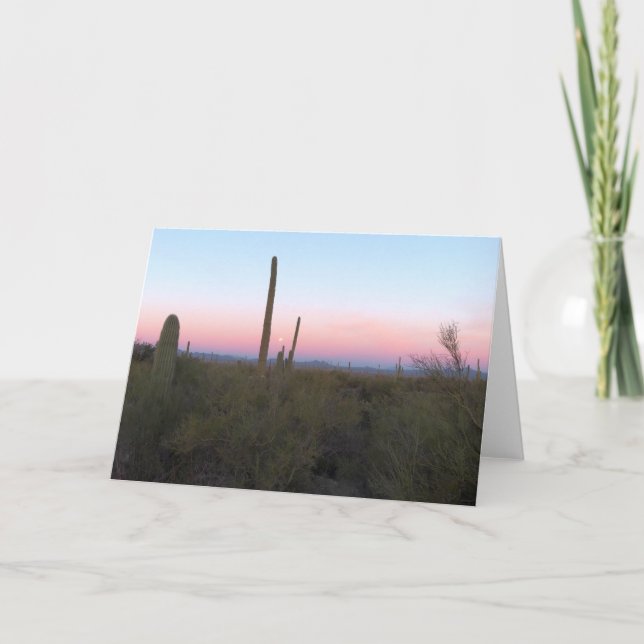 Pink Moon over Saguaro at Sunrise Karte (Vorderseite)