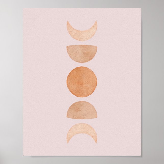Pink Moon Phantomphasen Wall Art| Blush & Gold Poster (Vorne)