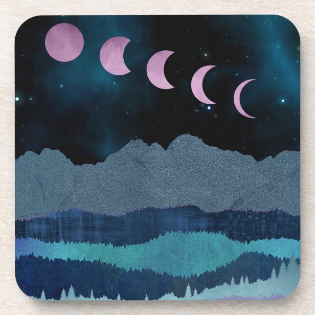 Pink Moon Phones Landscape Getränkeuntersetzer (Vorderseite)