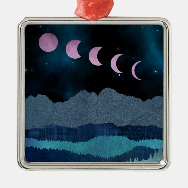 Pink Moon Phones Landscape Ornament Aus Metall (Vorne)
