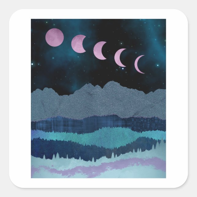 Pink Moon Phones Landscape Quadratischer Aufkleber (Vorderseite)