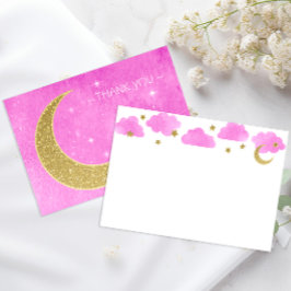 Pink Moon & Stars Kinderdusche Danke Karte