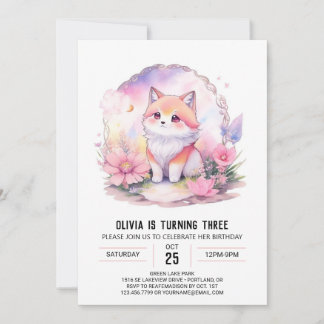 Pink Moonlit Wolf Howl Geburtstag Einladung