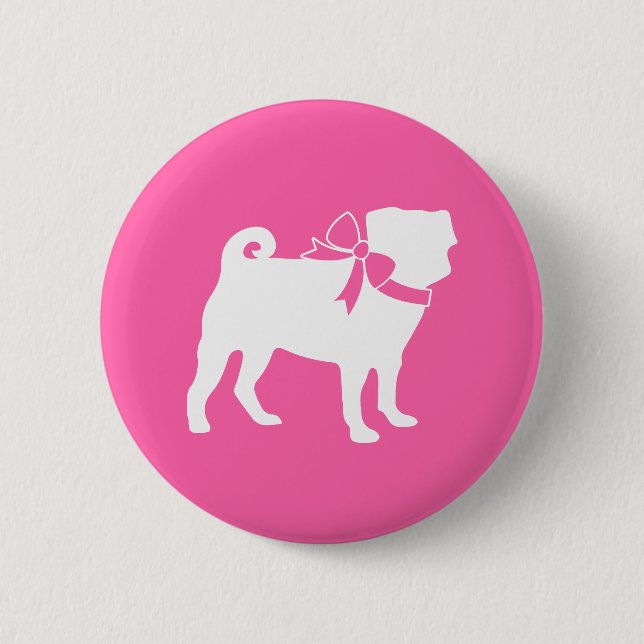 Pink Mops Hunde Thema Party Feier Button (Vorderseite)