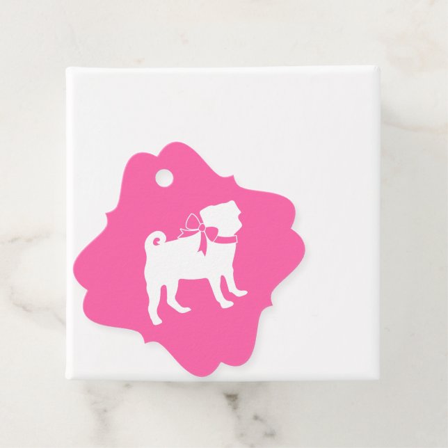 Pink Mops Hunde Thema Party Feier Geschenkanhänger (Beispiel)