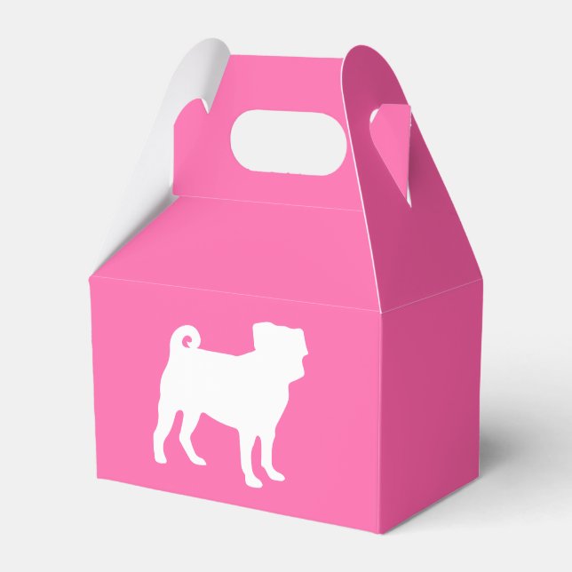 Pink Mops Hunde Thema Party Feier Geschenkschachtel (Vorderseite)