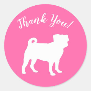 Pink Mops Hunde Thema Party Feier Runder Aufkleber