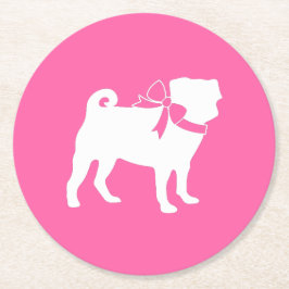 Pink Mops Hunde Thema Party Feier Runder Pappuntersetzer