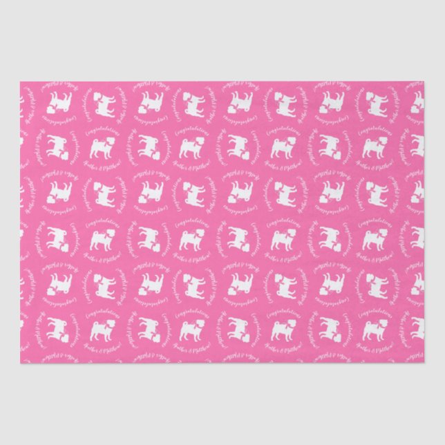 Pink Mops Hunde Thema Party Feier Seidenpapier (Vorderseite)
