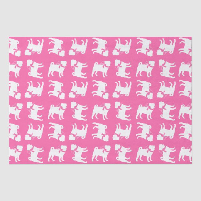 Pink Mops Hunde Thema Party Feier Seidenpapier (Vorderseite)