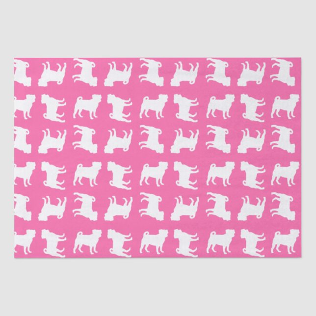 Pink Mops Hunde Thema Party Feier Seidenpapier (Vorderseite)