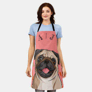 Pink-Mops-Monogramm Schürze