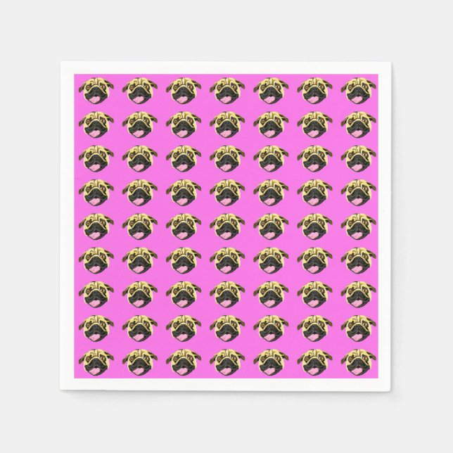 Pink Mops Muster Papier Napkins Serviette (Vorderseite)
