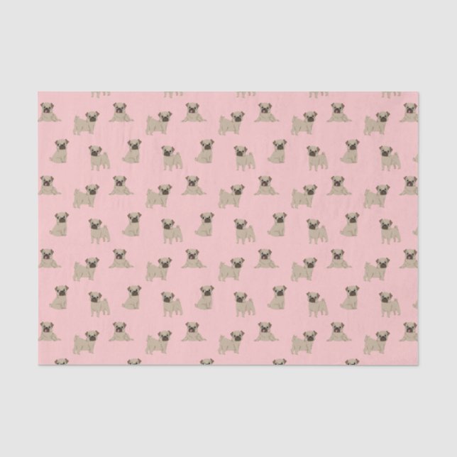 Pink Mops Puppies Muster Seidenpapier (Vorderseite)