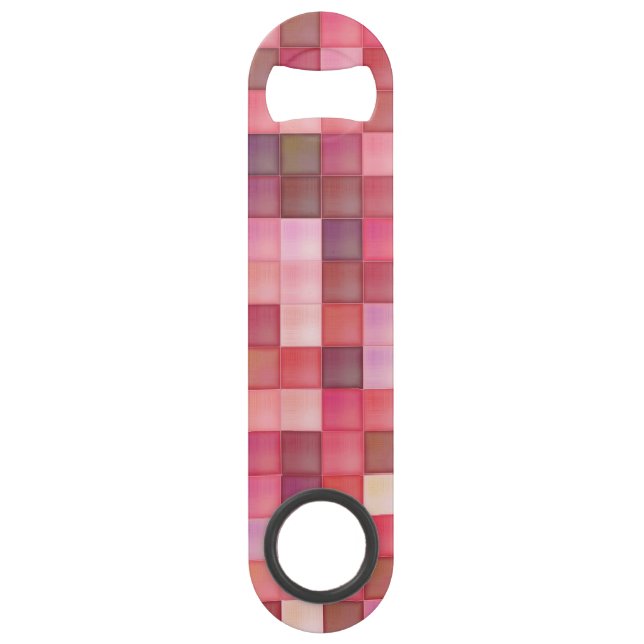 Pink Mosaic Squares-Muster Speed Flaschenöffner (Vorderseite)