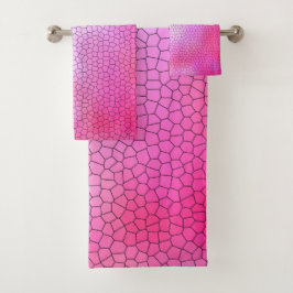 Pink-Mosaik-Entwurf Badhandtuch Set