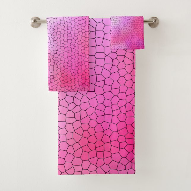 Pink-Mosaik-Entwurf Badhandtuch Set (Insitu)