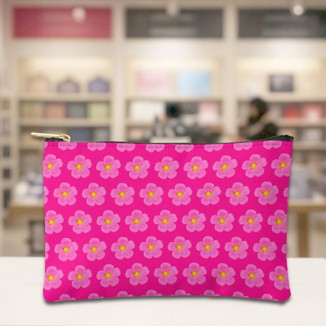 Pink Moss Rose Seamless Pattern Pouch Zubehörtasche (Pouch with seamless pattern of a pink moss rose)
